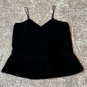 J. Crew Black Velvet Peplum Tank Top